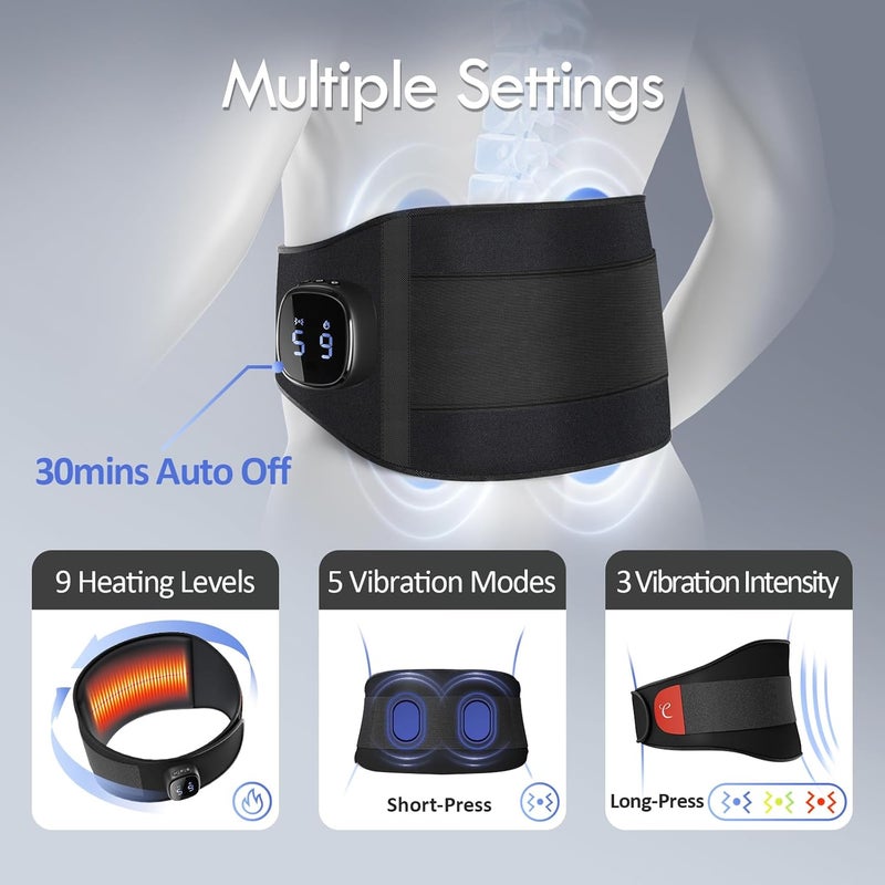 Comfytemp Cordless Portable Heating Pad with Massager for Lower Back Soothing, FSA Eligible HSA 9 Heat 5 Vibration 3 Intensity, Rechargeable Wireless Heated Waist Belt App Control, Gifts for Mom Dad - Image 2